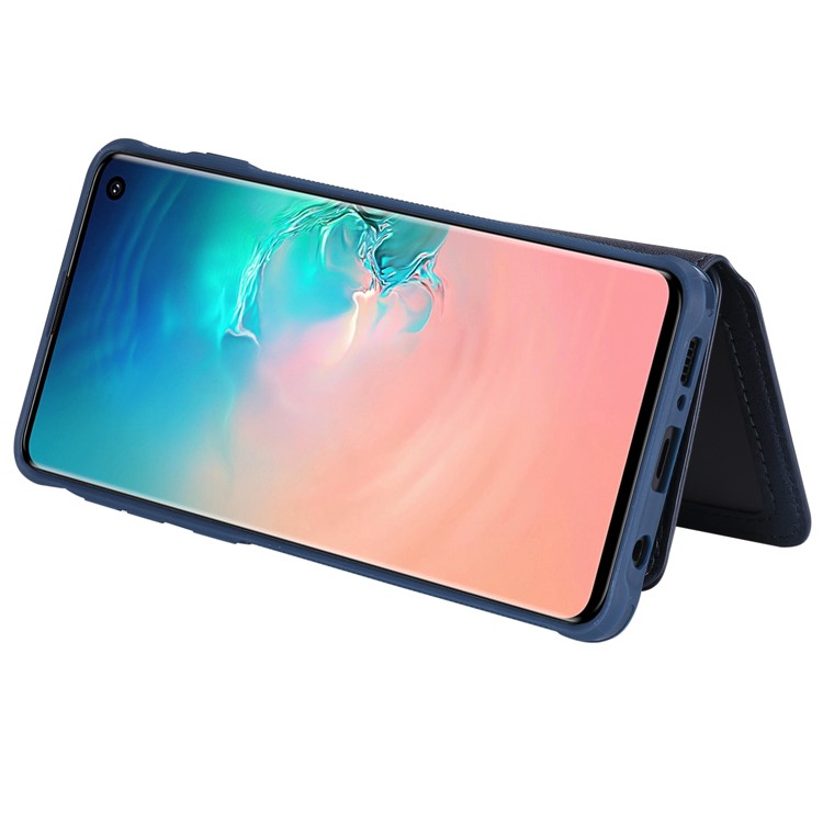 Multi-functional Zipper Wallet Leather Coated TPU Mobile Case for Samsung Galaxy S10 - Blue-7