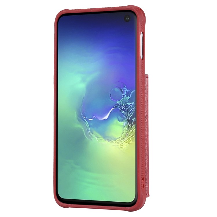 Drop-proof Zipper Wallet Protective Phone Case with Kickstand for Samsung Galaxy S10e - Red-10