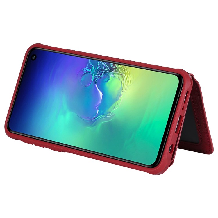Drop-proof Zipper Wallet Protective Phone Case with Kickstand for Samsung Galaxy S10e - Red-12