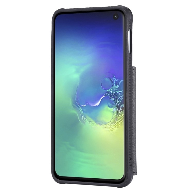 Drop-proof Zipper Wallet Protective Phone Case with Kickstand for Samsung Galaxy S10e - Black-5