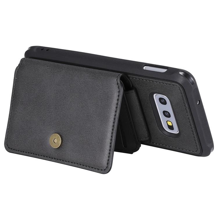 Drop-proof Zipper Wallet Protective Phone Case with Kickstand for Samsung Galaxy S10e - Black-6