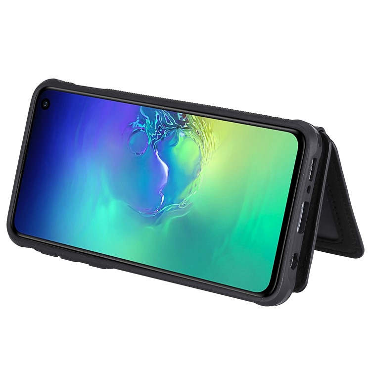 Drop-proof Zipper Wallet Protective Phone Case with Kickstand for Samsung Galaxy S10e - Black-7