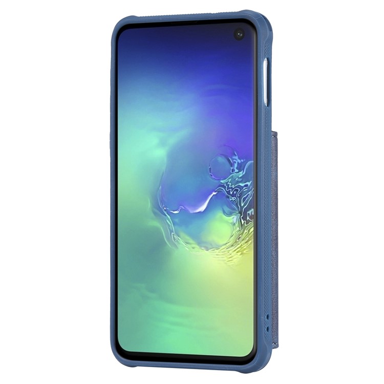 Drop-proof Zipper Wallet Protective Phone Case with Kickstand for Samsung Galaxy S10e - Blue-5
