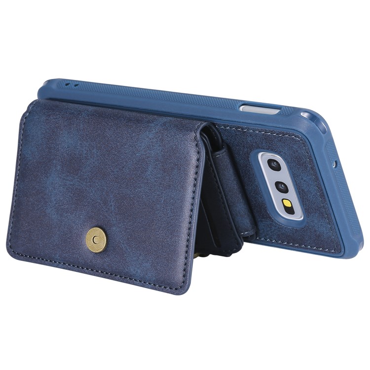 Drop-proof Zipper Wallet Protective Phone Case with Kickstand for Samsung Galaxy S10e - Blue-6