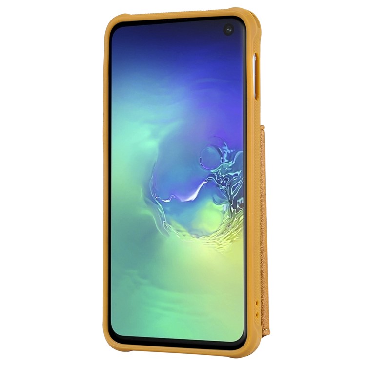 Drop-proof Zipper Wallet Protective Phone Case with Kickstand for Samsung Galaxy S10e - Yellow-5