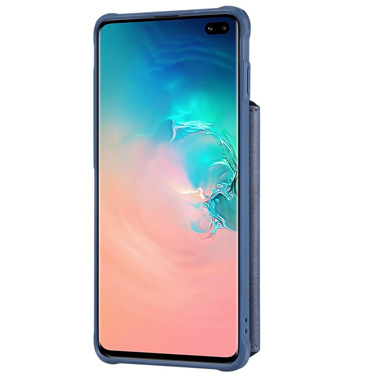 Multi-functional Zipper Wallet Leather Coated TPU Mobile Case for Samsung Galaxy S10 Plus - Blue-10