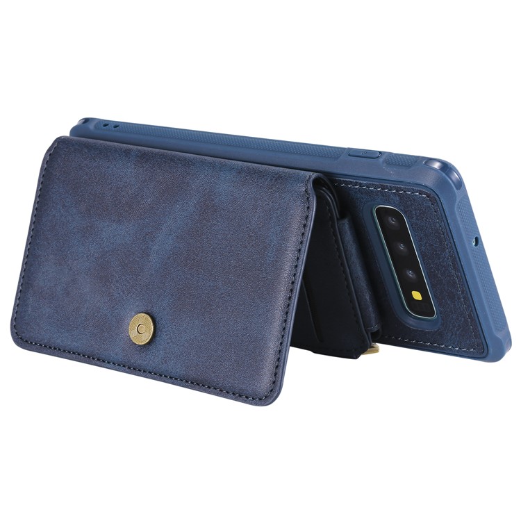 Multi-functional Zipper Wallet Leather Coated TPU Mobile Case for Samsung Galaxy S10 Plus - Blue-11