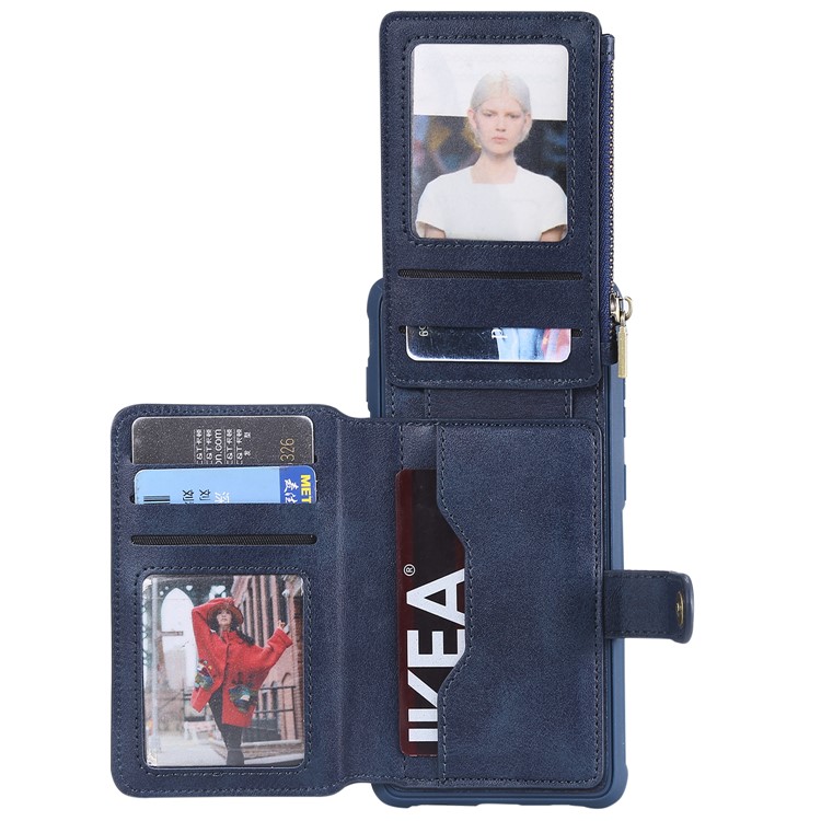 Multi-functional Zipper Wallet Leather Coated TPU Mobile Case for Samsung Galaxy S10 Plus - Blue-2