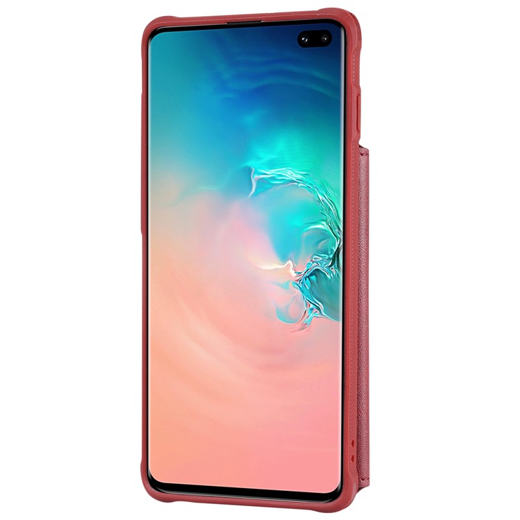 Multi-functional Zipper Wallet Leather Coated TPU Mobile Case for Samsung Galaxy S10 Plus - Red-5