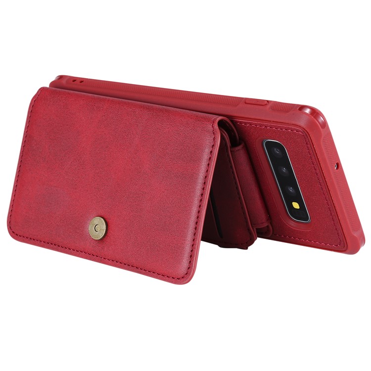 Multi-functional Zipper Wallet Leather Coated TPU Mobile Case for Samsung Galaxy S10 Plus - Red-6