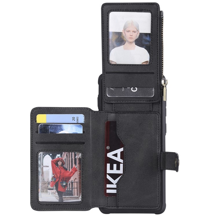 Multi-functional Zipper Wallet Leather Coated TPU Mobile Case for Samsung Galaxy S10 Plus - Black-2