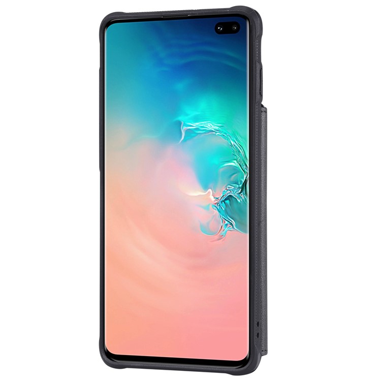 Multi-functional Zipper Wallet Leather Coated TPU Mobile Case for Samsung Galaxy S10 Plus - Black-5