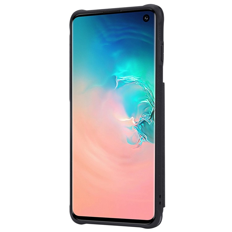 PU Leather Coated TPU Card Slot Kickstand Mirror Case for Samsung Galaxy S10 - Black-4