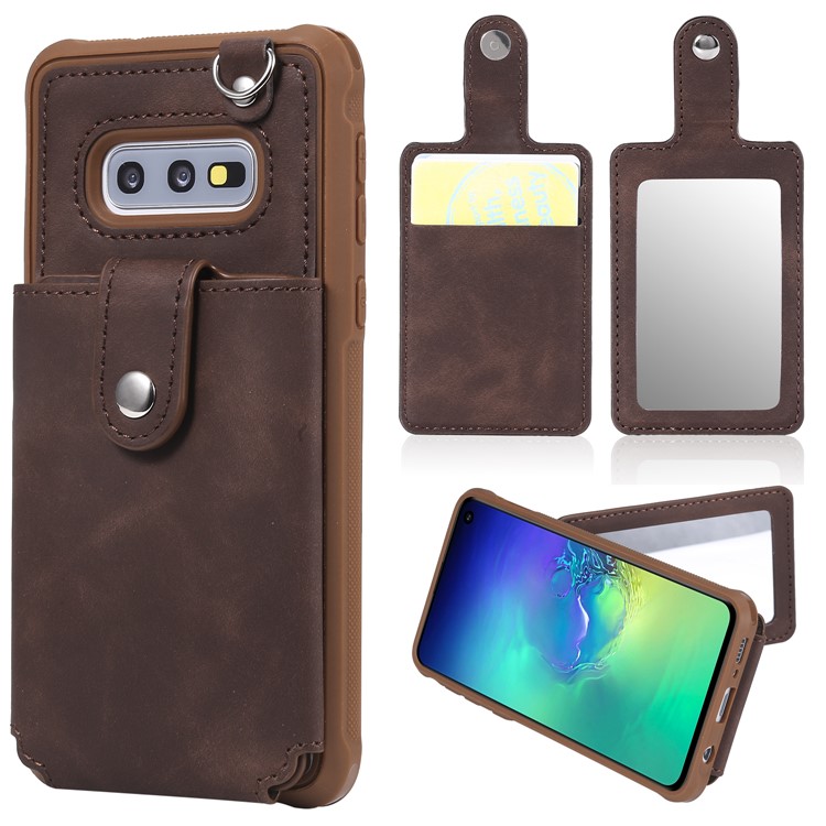 Drop-proof Phone Case with Mirror for Samsung Galaxy S10e - Brown-1