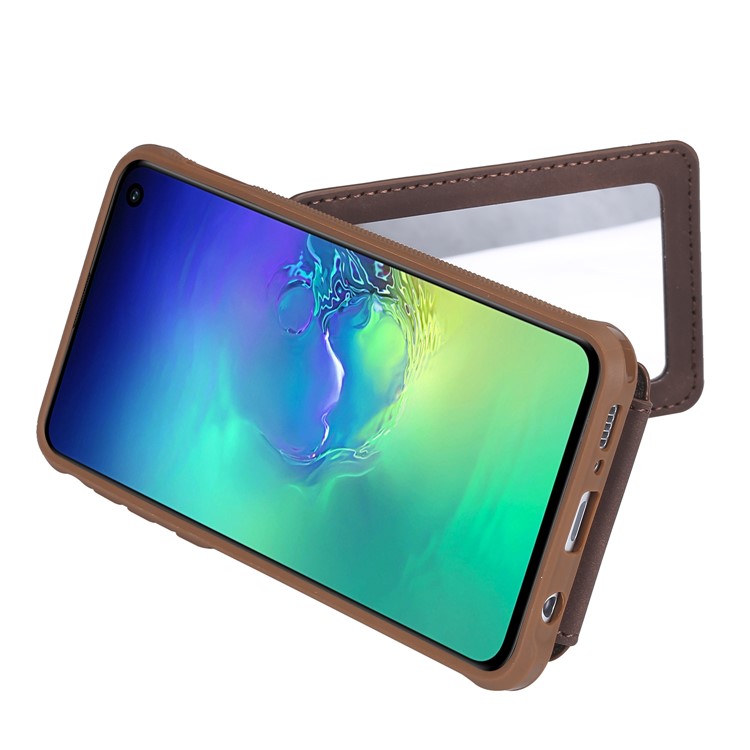 Drop-proof Phone Case with Mirror for Samsung Galaxy S10e - Brown-6