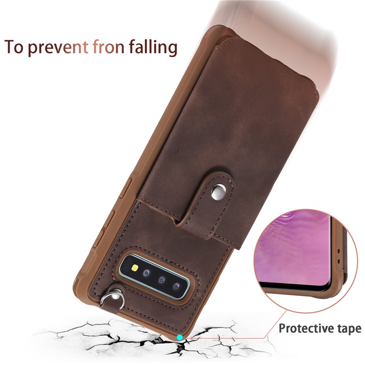 Drop-proof Phone Case with Mirror for Samsung Galaxy S10 Plus - Brown-11