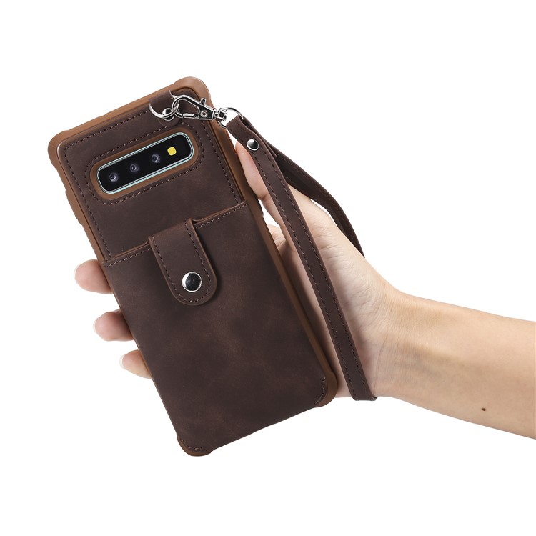 Drop-proof Phone Case with Mirror for Samsung Galaxy S10 Plus - Brown-13