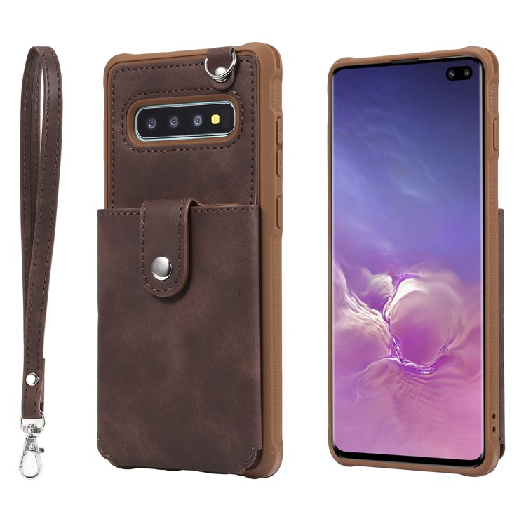 Drop-proof Phone Case with Mirror for Samsung Galaxy S10 Plus - Brown-2