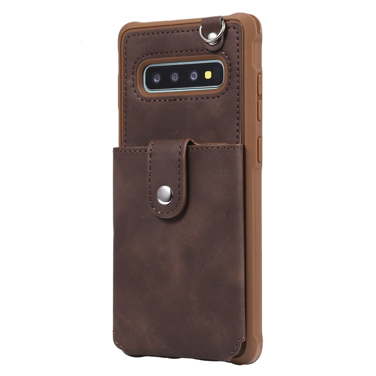 Drop-proof Phone Case with Mirror for Samsung Galaxy S10 Plus - Brown-3