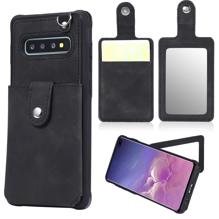 Drop-proof Phone Case with Mirror for Samsung Galaxy S10 Plus - Black-1