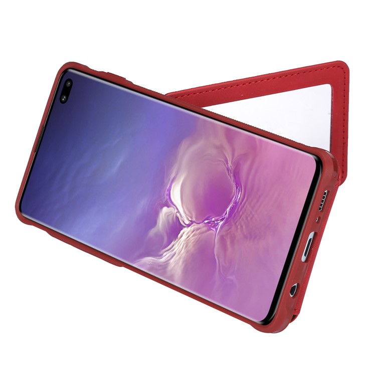 Drop-proof Phone Case with Mirror for Samsung Galaxy S10 Plus - Red-6