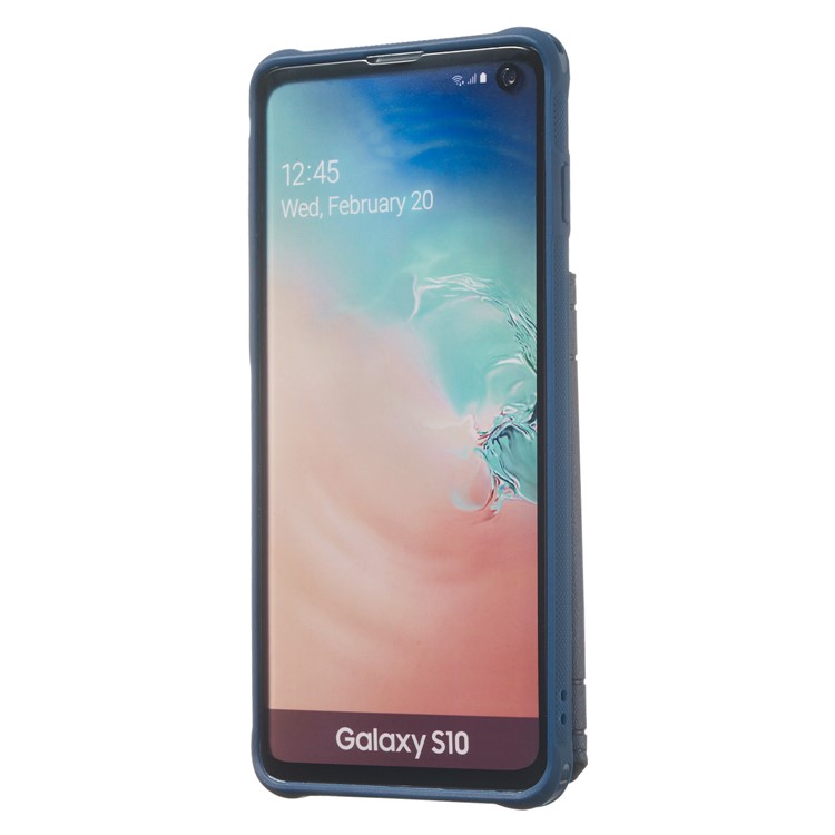For Samsung Galaxy S10 Imprinted Sunflower PU Leather Coated TPU Wallet Phone Cover - Blue-5
