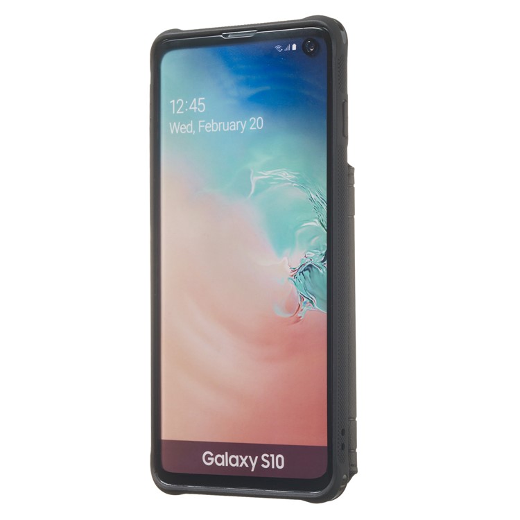 For Samsung Galaxy S10 Imprinted Sunflower PU Leather Coated TPU Wallet Phone Cover - Black-4