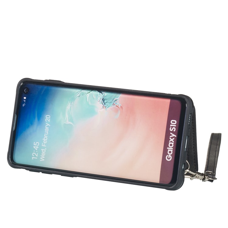 For Samsung Galaxy S10 Imprinted Sunflower PU Leather Coated TPU Wallet Phone Cover - Black-7