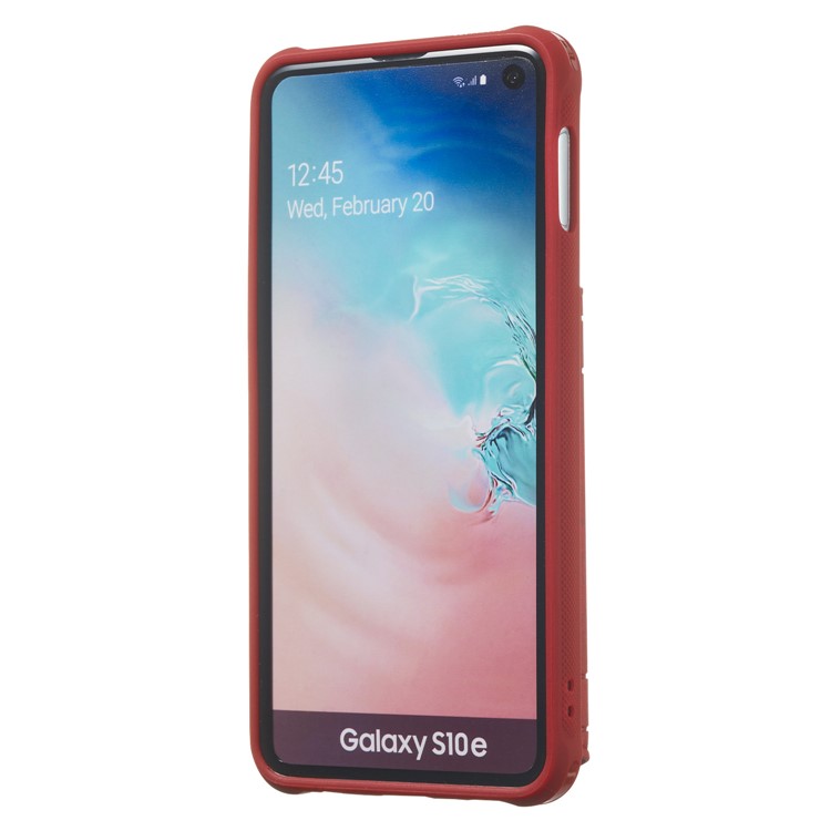 Imprinted Sunflower PU Leather Coated TPU Phone Shell with Wallet Kickstand for Samsung Galaxy S10e - Red-4
