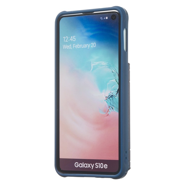 Imprinted Sunflower PU Leather Coated TPU Phone Shell with Wallet Kickstand for Samsung Galaxy S10e - Blue-3