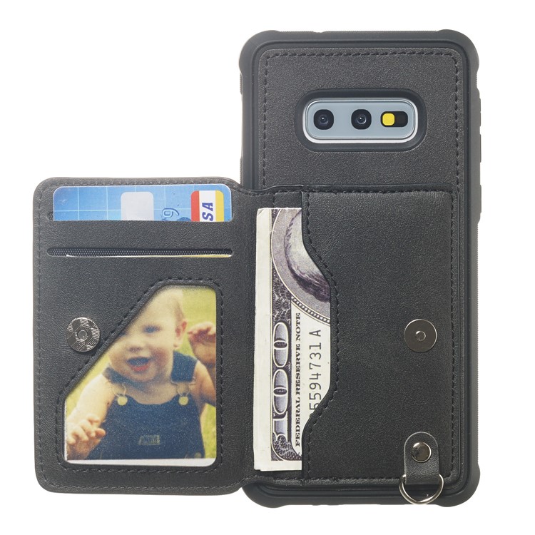 Imprinted Sunflower PU Leather Coated TPU Phone Shell with Wallet Kickstand for Samsung Galaxy S10e - Black-1