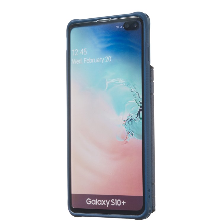 Imprinted Sunflower PU Leather Coated TPU Case with Card Holder for Samsung Galaxy S10 Plus - Blue-4