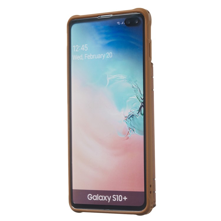 Imprinted Sunflower PU Leather Coated TPU Case with Card Holder for Samsung Galaxy S10 Plus - Coffee-4