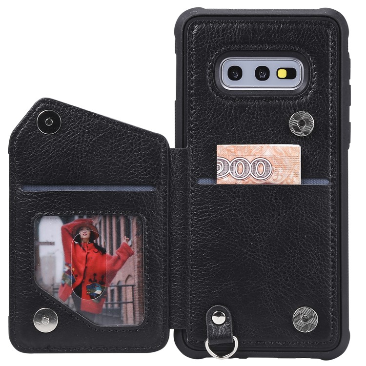 PU Leather Zipper Kickstand Leather Protection Casing for Samsung Galaxy S10e - Black-4