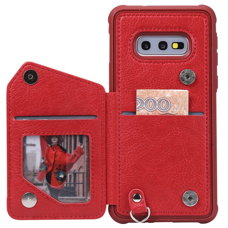PU Leather Zipper Kickstand Leather Protection Casing for Samsung Galaxy S10e - Red-4