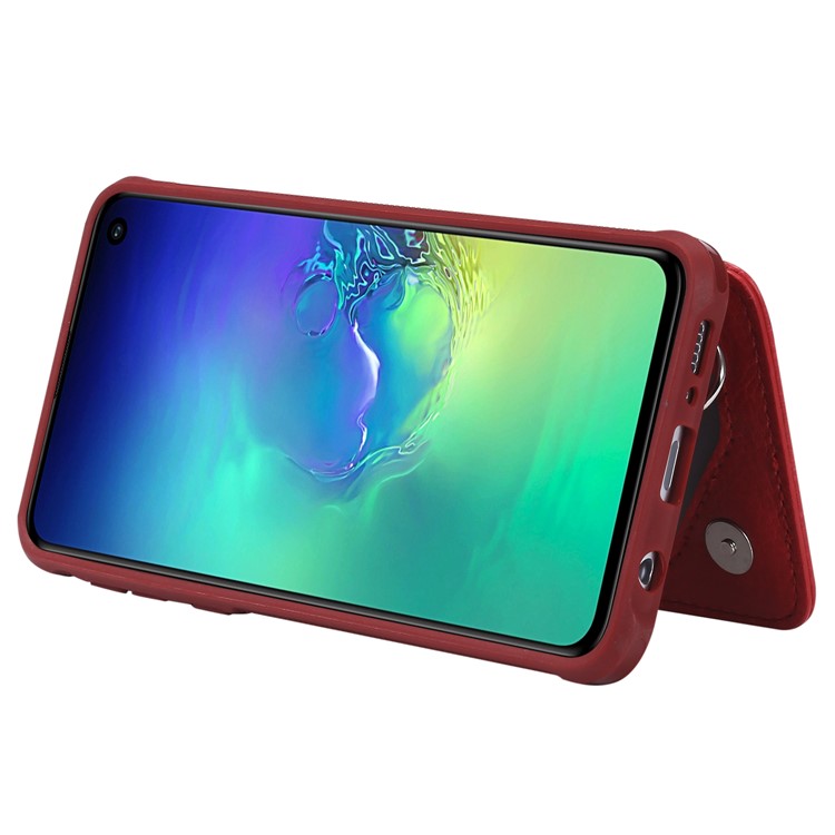 PU Leather Zipper Kickstand Leather Protection Casing for Samsung Galaxy S10e - Red-6