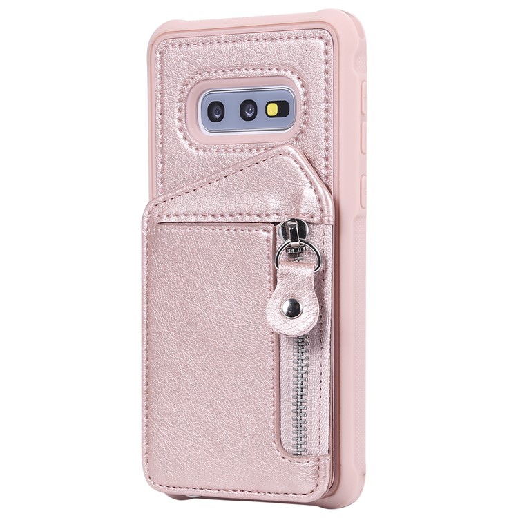PU Leather Zipper Kickstand Leather Protection Casing for Samsung Galaxy S10e - Rose Gold-2