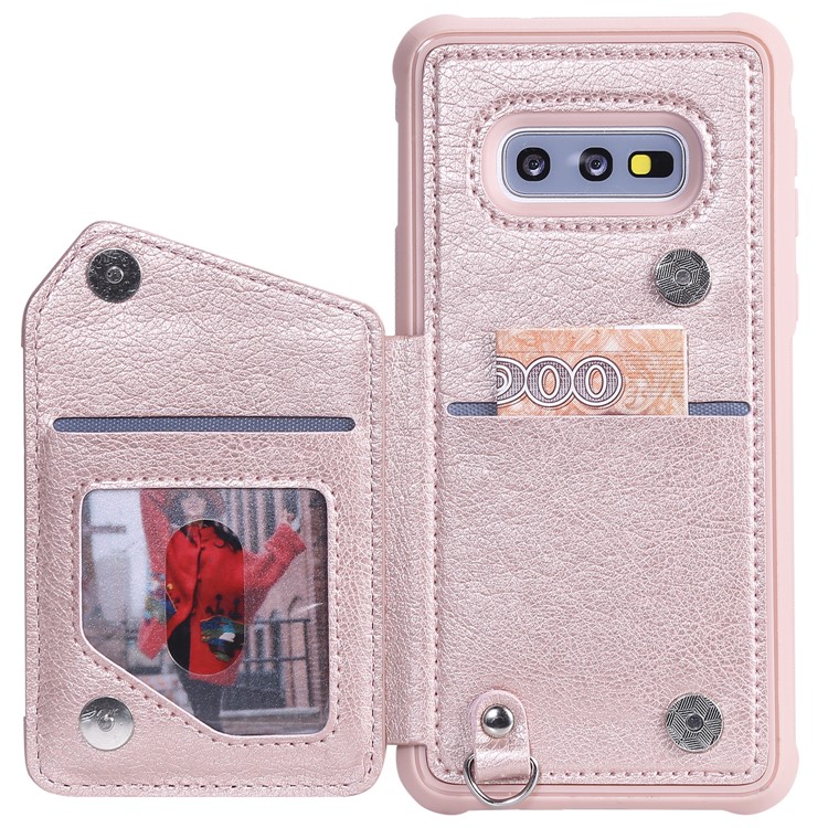 PU Leather Zipper Kickstand Leather Protection Casing for Samsung Galaxy S10e - Rose Gold-4
