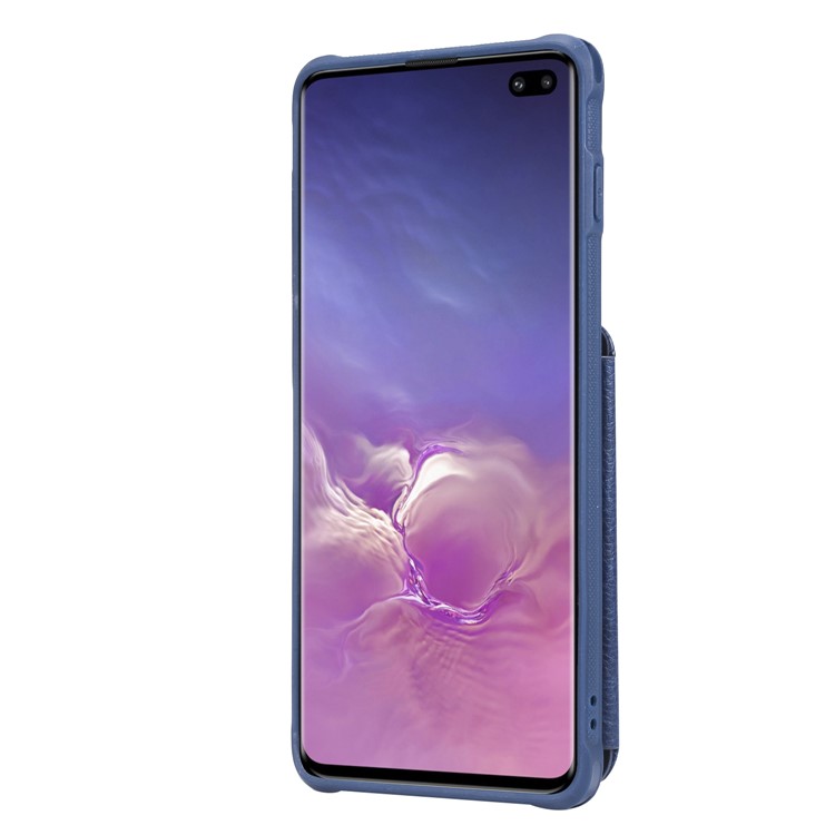 TPU+PU Leather Zipper Kickstand Leather Protection Casing for Samsung Galaxy S10 Plus - Blue-3