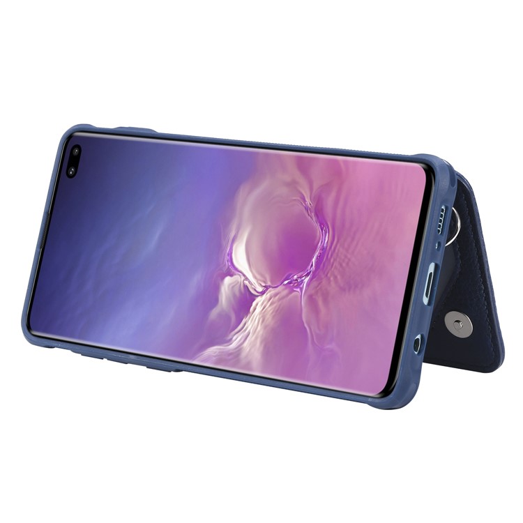 TPU+PU Leather Zipper Kickstand Leather Protection Casing for Samsung Galaxy S10 Plus - Blue-6