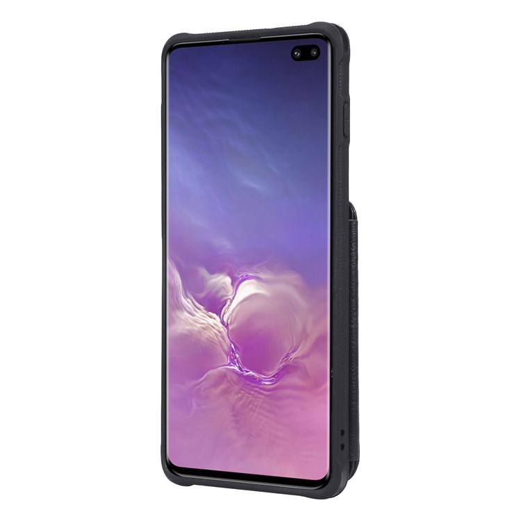 TPU+PU Leather Zipper Kickstand Leather Protection Casing for Samsung Galaxy S10 Plus - Black-3
