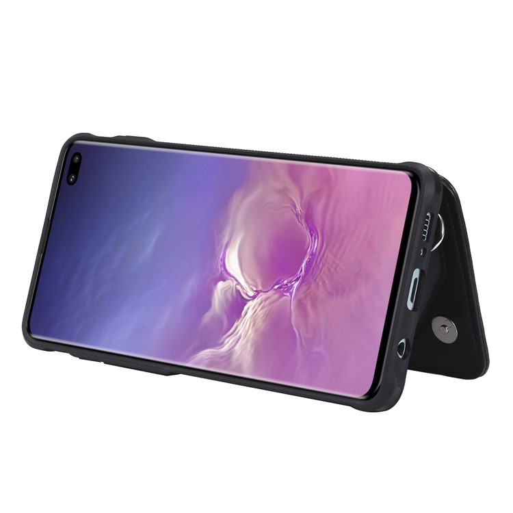 TPU+PU Leather Zipper Kickstand Leather Protection Casing for Samsung Galaxy S10 Plus - Black-6