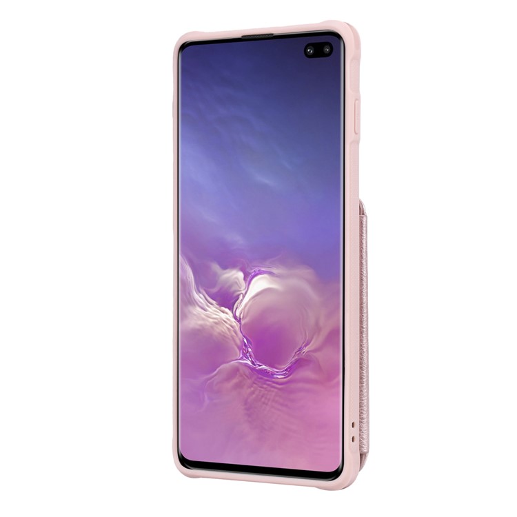 TPU+PU Leather Zipper Kickstand Leather Protection Casing for Samsung Galaxy S10 Plus - Rose Gold-3