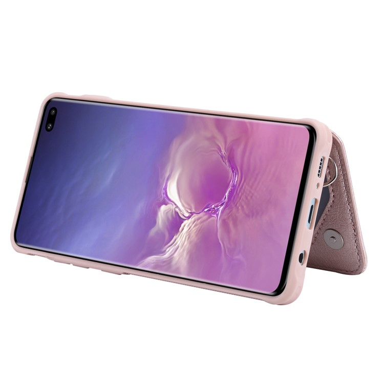 TPU+PU Leather Zipper Kickstand Leather Protection Casing for Samsung Galaxy S10 Plus - Rose Gold-6