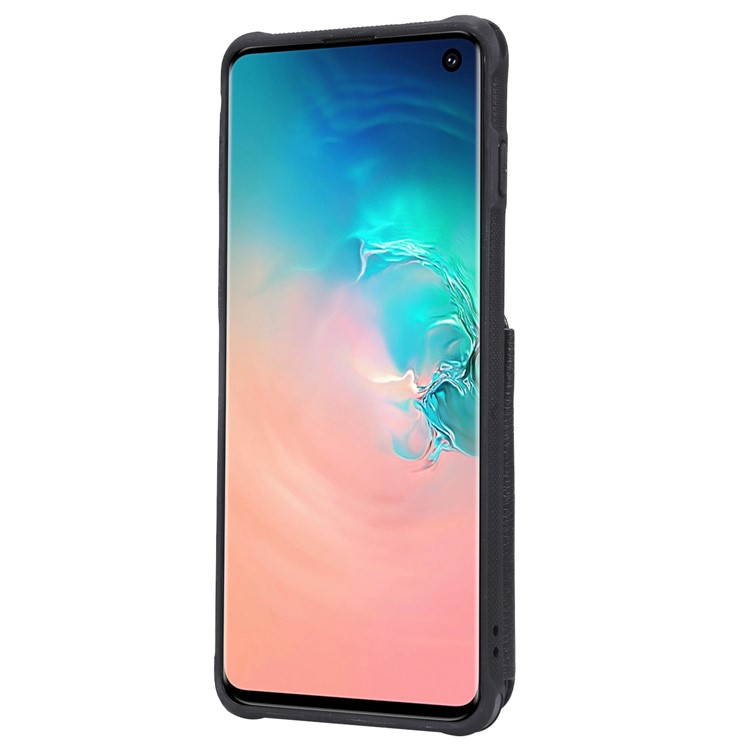 TPU+PU Leather Zipper Kickstand Leather Protection Casing for Samsung Galaxy S10 - Black-3