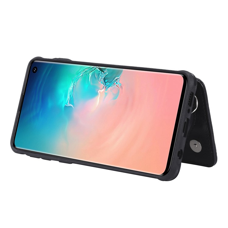 TPU+PU Leather Zipper Kickstand Leather Protection Casing for Samsung Galaxy S10 - Black-6