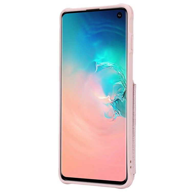 TPU+PU Leather Zipper Kickstand Leather Protection Casing for Samsung Galaxy S10 - Rose Gold-3