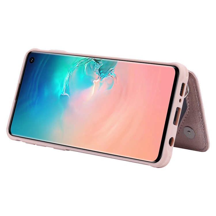 TPU+PU Leather Zipper Kickstand Leather Protection Casing for Samsung Galaxy S10 - Rose Gold-6