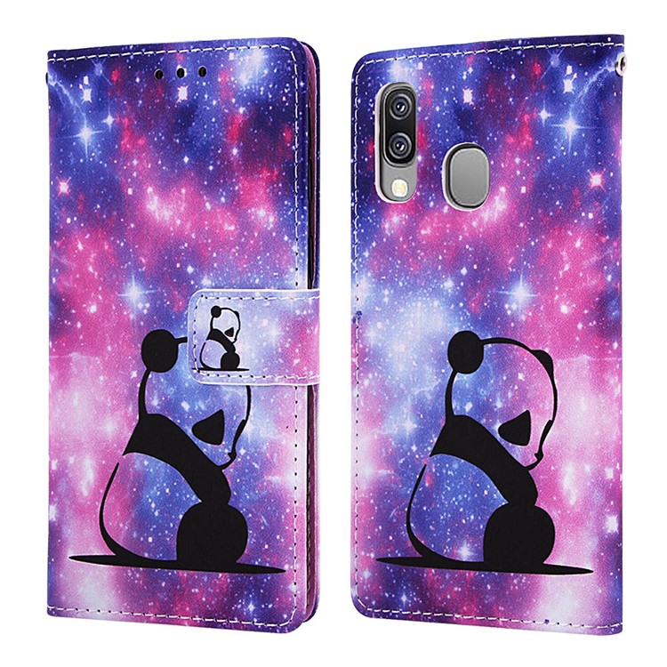 Pattern Printing Wallet Leather Stand Case for Samsung Galaxy A40 - Panda-3