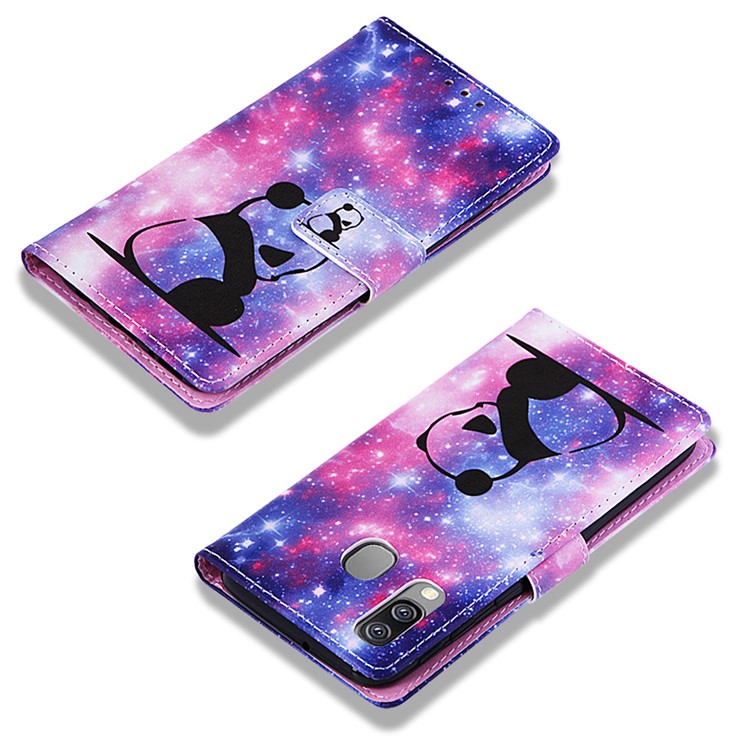Pattern Printing Wallet Leather Stand Case for Samsung Galaxy A40 - Panda-7